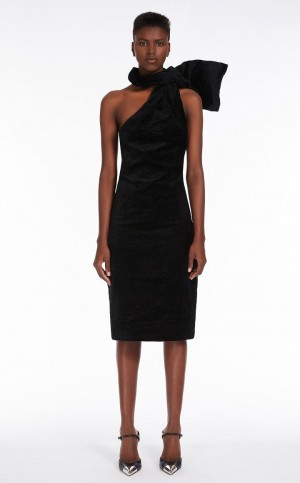 Sukienka Max Mara One-shoulder Velvet Czarne | MMR593294