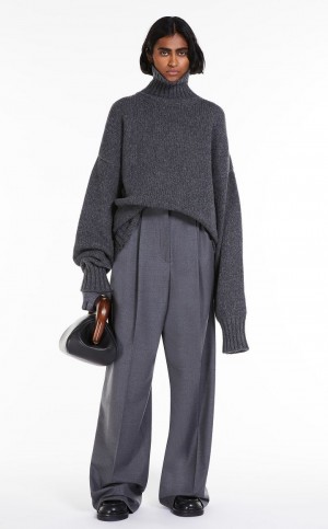 Sukienka Max Mara Oversized High-neck Ciemny Szare | MMR593289