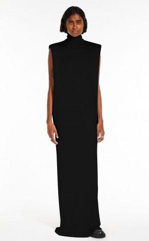 Sukienka Max Mara Polo Neck Jersey Czarne | MMR593295