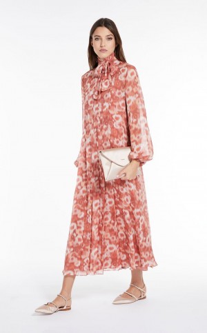 Sukienka Max Mara Printed Georgette Różowe | MMR593326