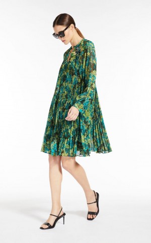 Sukienka Max Mara Printed Pofałdowany Georgette Cytrynowy | MMR593363