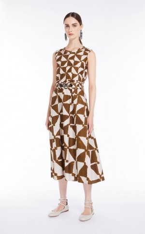 Sukienka Max Mara Printed Poplin Ciemny | MMR593387