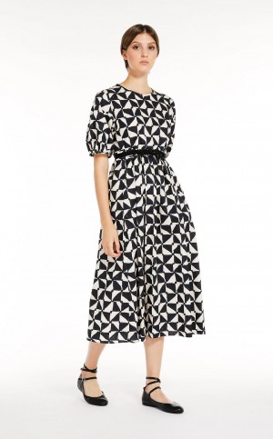 Sukienka Max Mara Printed Poplin Granatowe | MMR593379