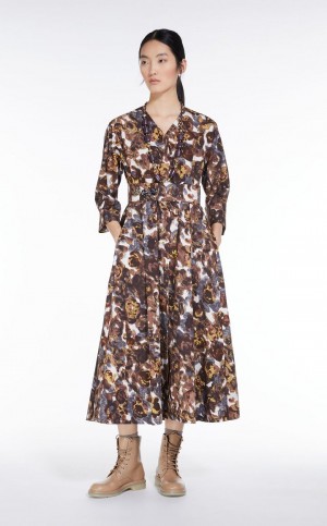 Sukienka Max Mara Printed Poplin Żółte | MMR593329