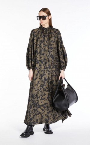 Sukienka Max Mara Printed Silk Twill Ciemny | MMR593323