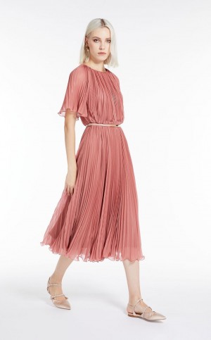 Sukienka Max Mara Sable Georgette Różowe | MMR593353