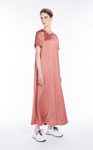 Sukienka Max Mara Satin T-shirt Różowe | MMR593317
