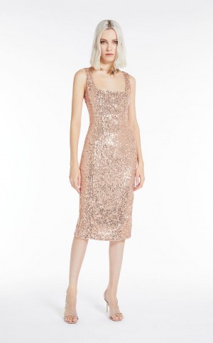 Sukienka Max Mara Sequinned Sheath Głęboka Różowe | MMR593332
