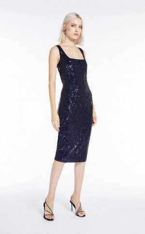 Sukienka Max Mara Sequinned Sheath Granatowe | MMR593327