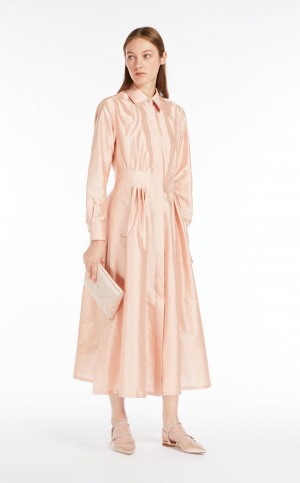 Sukienka Max Mara Shantung Shirt Głęboka Różowe | MMR593345