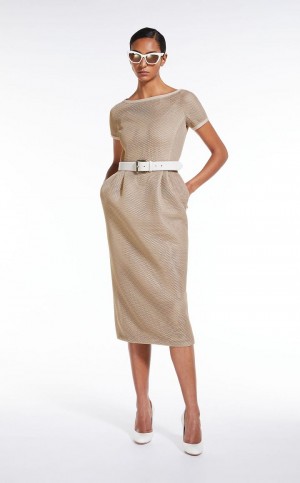 Sukienka Max Mara Sheath In Mesh-effect Jersey Brązowe | MMR593412