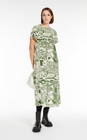 Sukienka Max Mara Silk T-shirt Zielone | MMR593407
