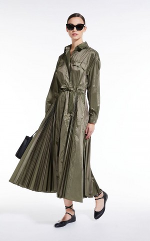 Sukienka Max Mara Silk-blend Shirt Oliwkowe Zielone | MMR593320