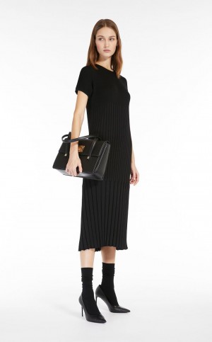 Sukienka Max Mara Slim-fit Viscose-knit Czarne | MMR593361
