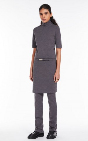 Sukienka Max Mara Stretch Wełna Jersey Ciemny Szare | MMR593307