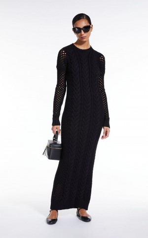 Sukienka Max Mara Trykotowy With Openwork Sleeves Czarne | MMR593362