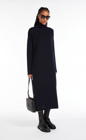 Sukienka Max Mara Wełna And Cashmere Polo-neck Granatowe | MMR593301