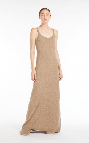 Sukienka Max Mara Wełna And Cashmere Slip Brązowe | MMR593303