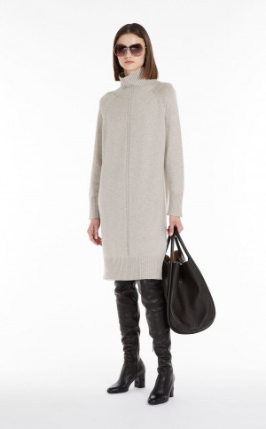 Sukienka Max Mara Wełna And Cashmere Yarn Beżowe | MMR593298
