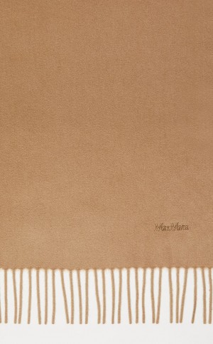 Szaliki Max Mara Cashmere Stole With Embroidery Brązowe | MMR594283
