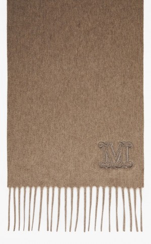 Szaliki Max Mara Cashmere Stole With Embroidery Brązowe | MMR594268