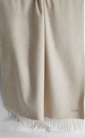 Szaliki Max Mara Cashmere Stole With Embroidery Beżowe | MMR594279