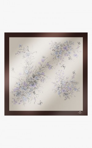 Szaliki Max Mara In Printed Silk Twill Brązowe | MMR594276