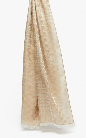 Szaliki Max Mara Jacquard-knit Wełna And Silk Stole Brązowe | MMR594262