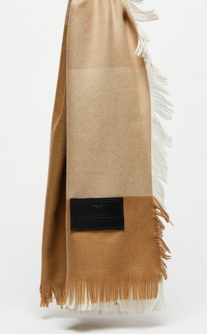 Szaliki Max Mara Macro Check Wełna Stole Brązowe | MMR594281