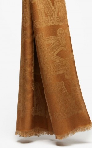 Szaliki Max Mara Modal And Wełna-blend Shawl Brązowe | MMR594272