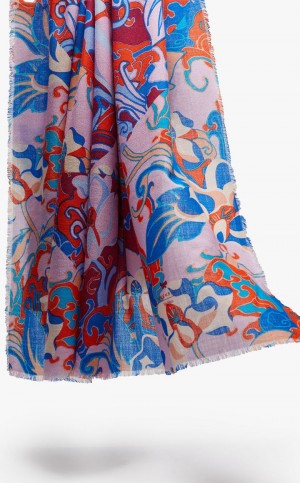 Szaliki Max Mara Printed Wełna Shawl Różowe | MMR594277