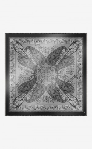 Szaliki Max Mara Viscose And Modal Shawl Białe Czarne | MMR594257