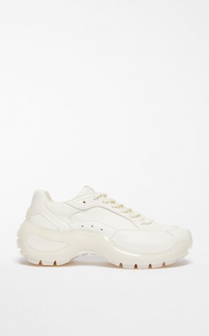 Trampki Max Mara Chunky-sole Skórzane Białe | MMR594208