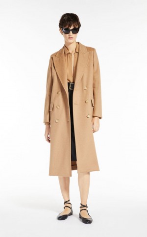 Trench Max Mara Double-breasted Camel Beżowe | MMR593945