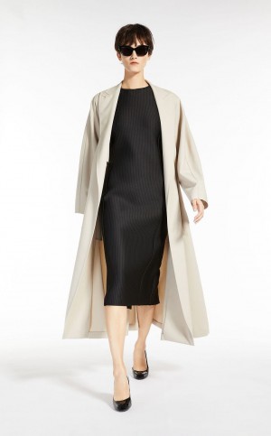 Trench Max Mara Duster In Gabardine Wełna Brązowe | MMR593946