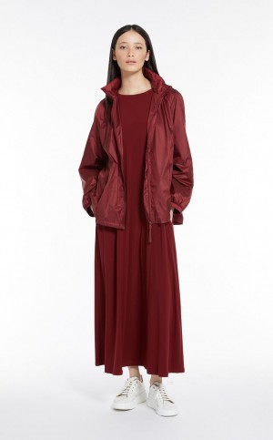 Trench Max Mara Wody-repellent Nylon Windbreaker Ciemny Czerwone | MMR593944
