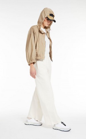 Trench Max Mara Zakapturzony Taffeta Khaki | MMR593947