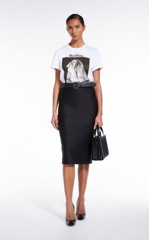 T-shirt Max Mara Bawełniane With Wegman Print Białe | MMR593665