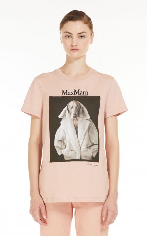 T-shirt Max Mara Bawełniane With Wegman Print Różowe | MMR593669