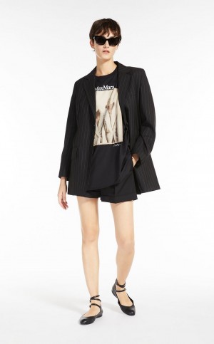 T-shirt Max Mara Bawełniane With Wegman Print Czarne | MMR593675