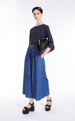 T-shirt Max Mara Jersey Granatowe | MMR593653