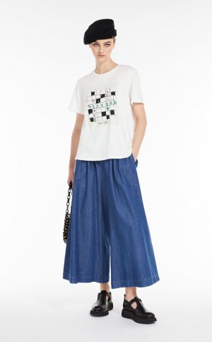 T-shirt Max Mara Printed Jersey Białe | MMR593636