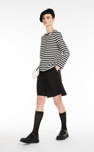 T-shirt Max Mara W Paski Jersey Białe | MMR593678