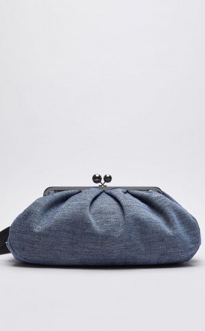 Weekend Bag Max Mara Jacquard Bawełniane Pasticcino Głęboka Niebieskie | MMR594159