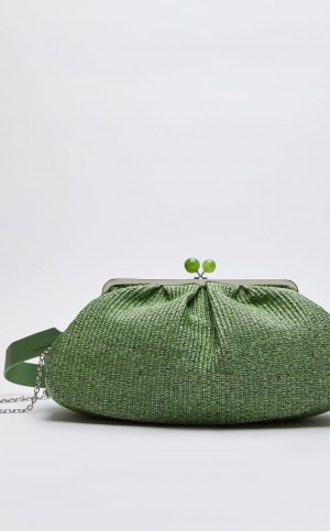 Weekend Bag Max Mara Large Pasticcinoin Raffia Zielone | MMR594145
