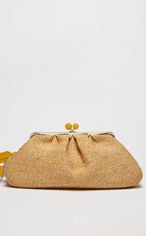 Weekend Bag Max Mara Large Pasticcinoin Raffia Beżowe | MMR594146