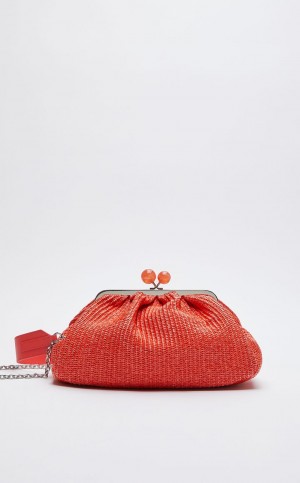 Weekend Bag Max Mara Medium Pasticcinoin Raffia Czerwone | MMR594143