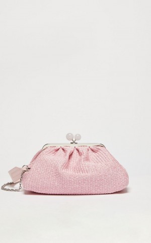 Weekend Bag Max Mara Medium Pasticcinoin Raffia Różowe | MMR594166