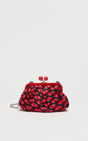Weekend Bag Max Mara Small Pasticcinoin Printed Płócienne Czerwone | MMR594139